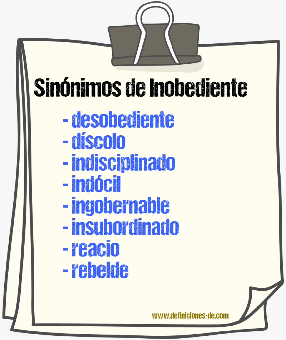 Sinnimos de inobediente