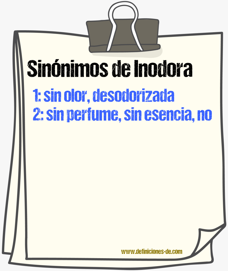 Sinónimos de inodora