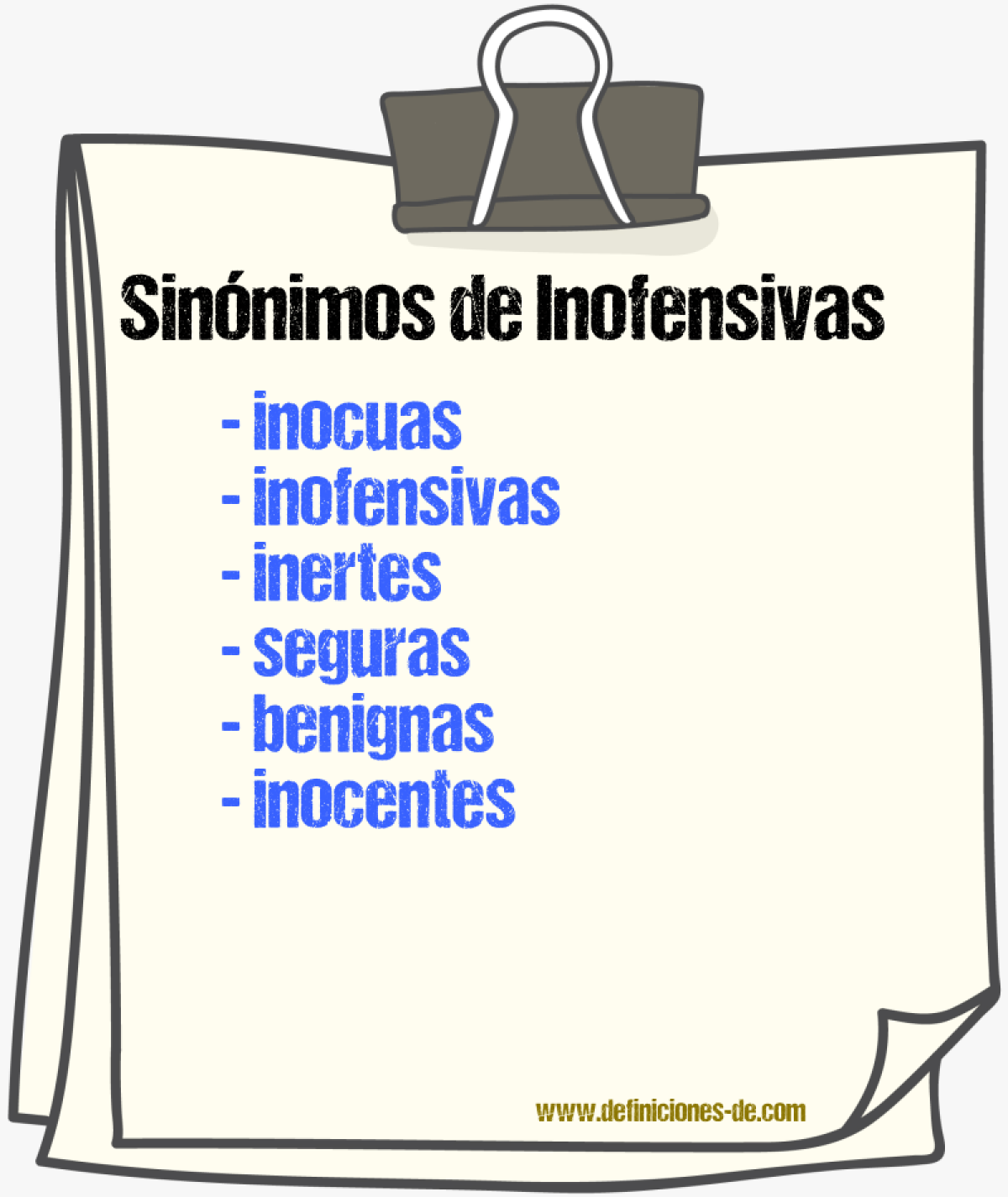 Sinónimos de inofensivas