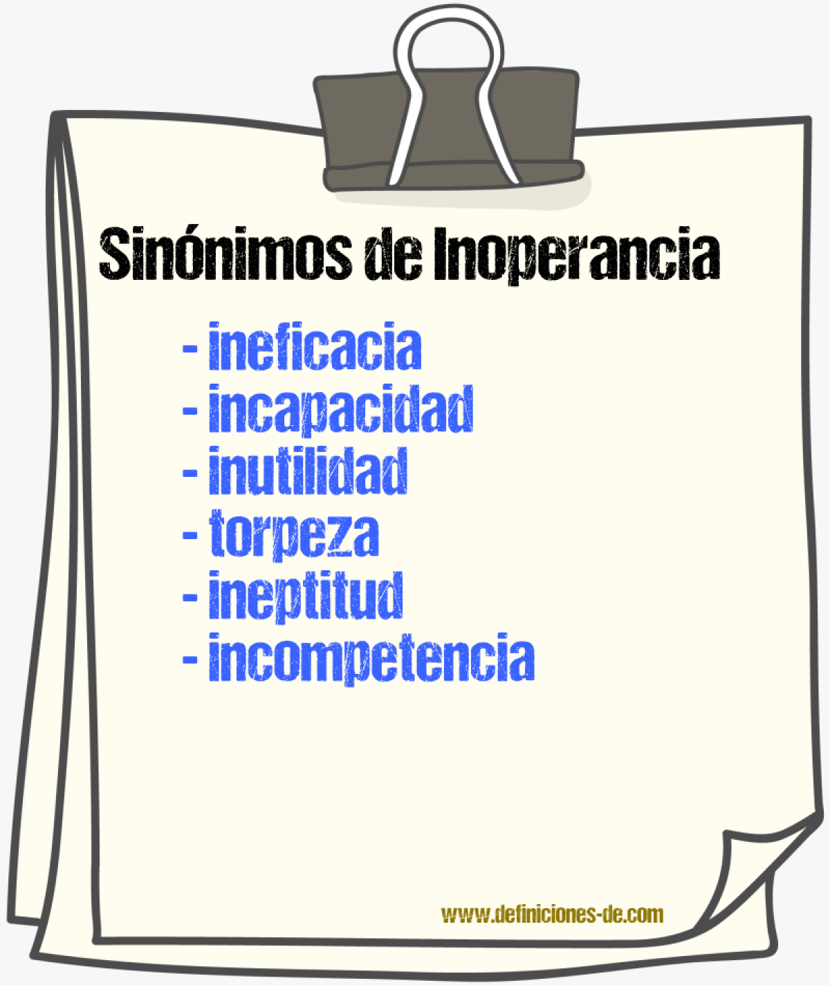 Sinnimos de inoperancia