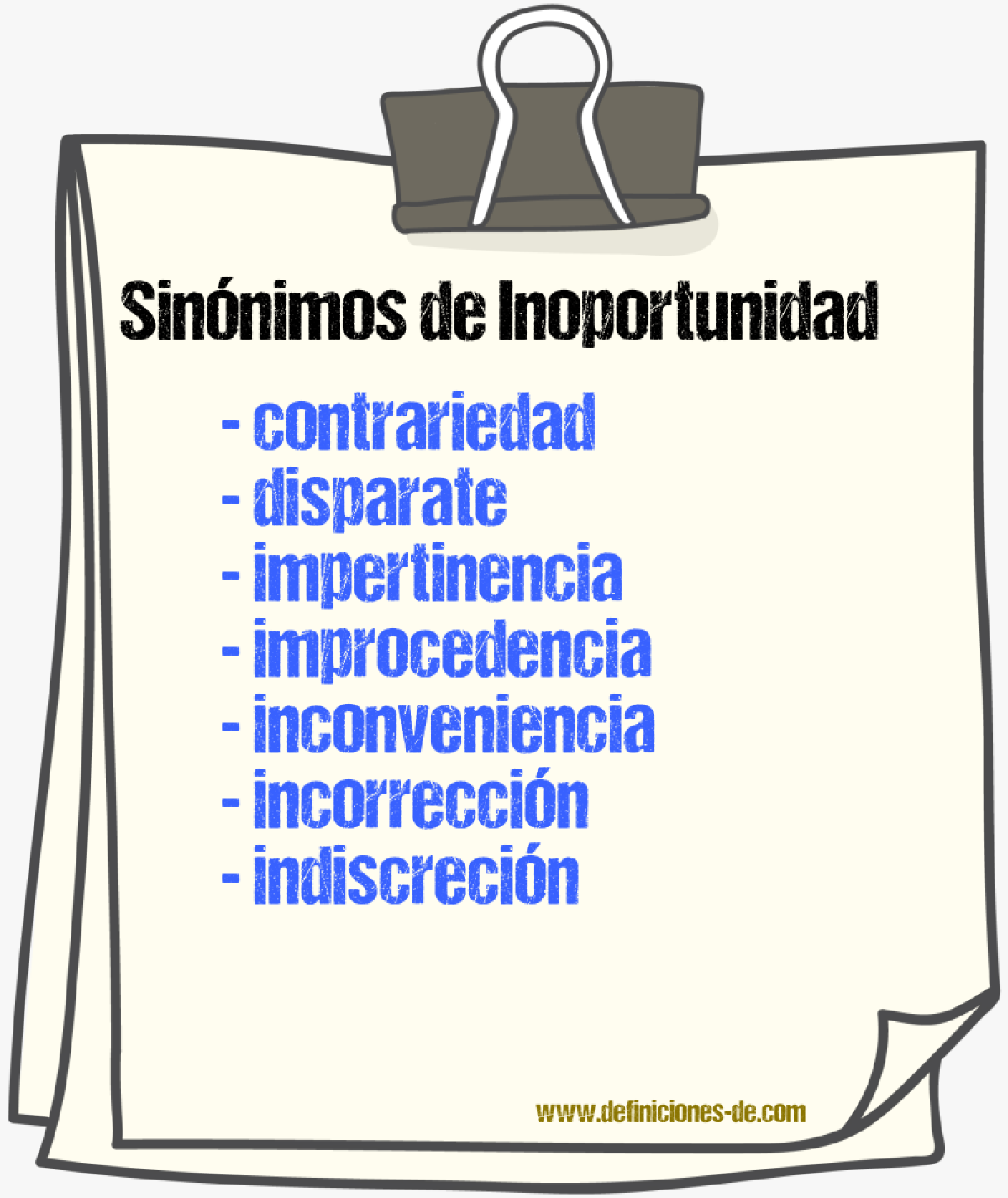 Sinnimos de inoportunidad