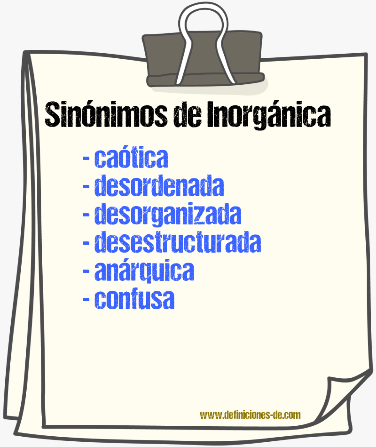 Sinónimos de inorgánica