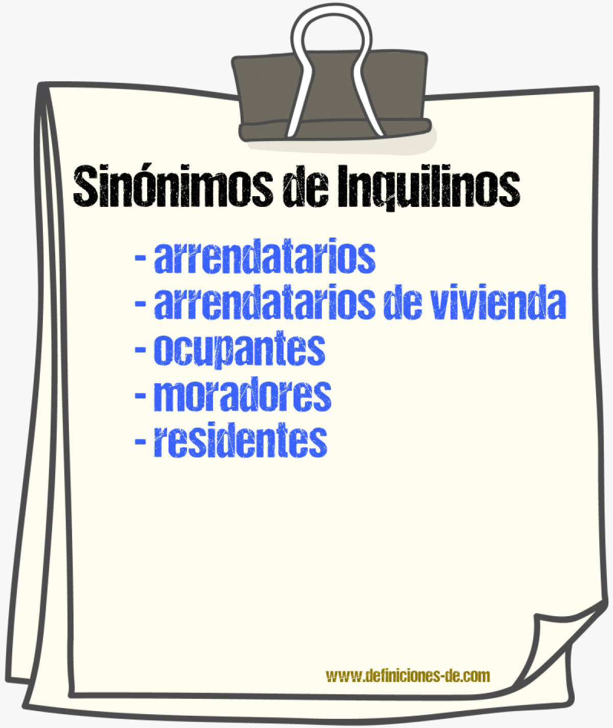 Sinónimos de inquilinos