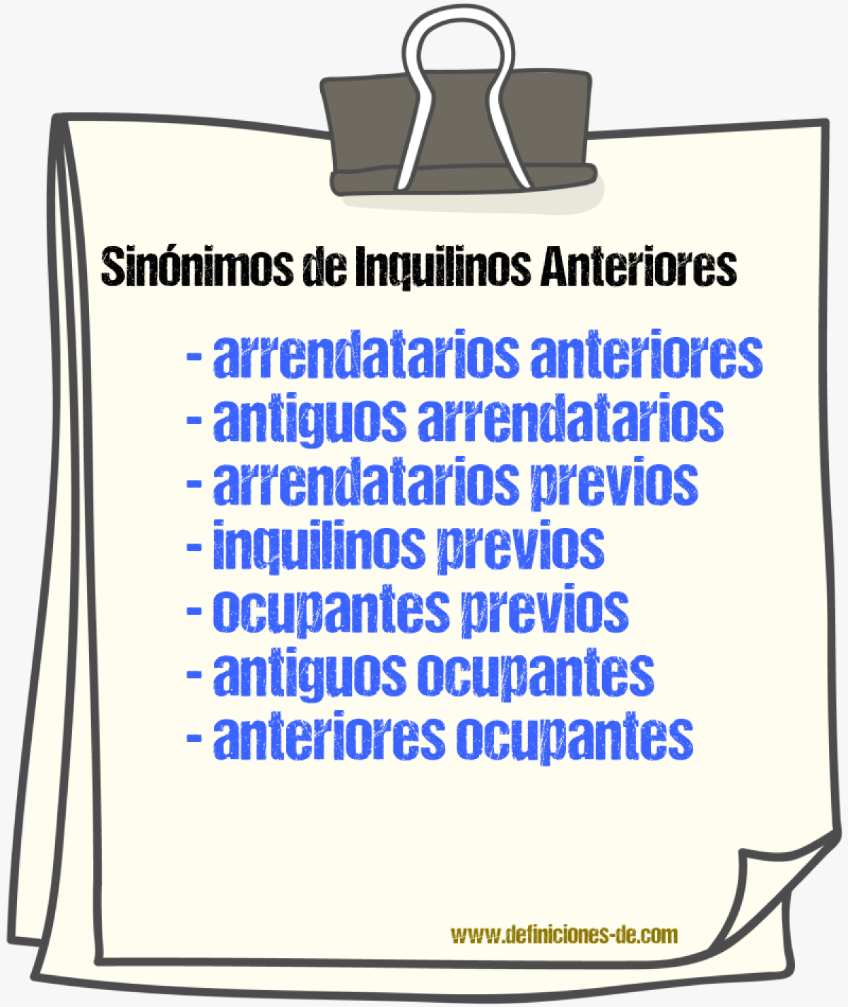 Sinónimos de inquilinos anteriores