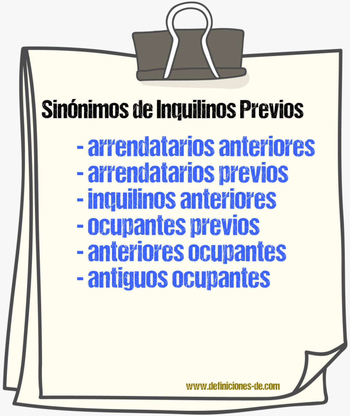 Sinónimos de inquilinos previos