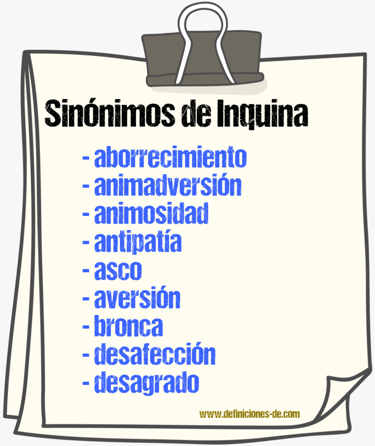 Sinnimos de inquina