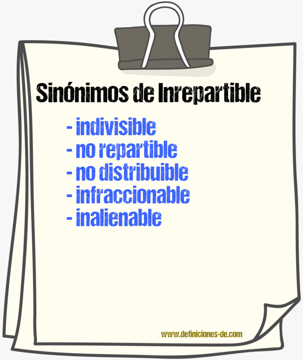 Sinónimos de inrepartible