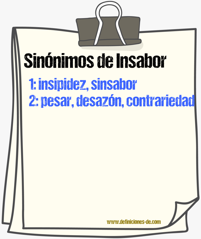 Sinnimos de insabor