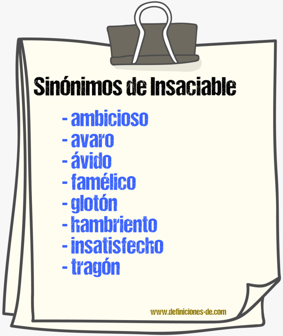 Sinnimos de insaciable