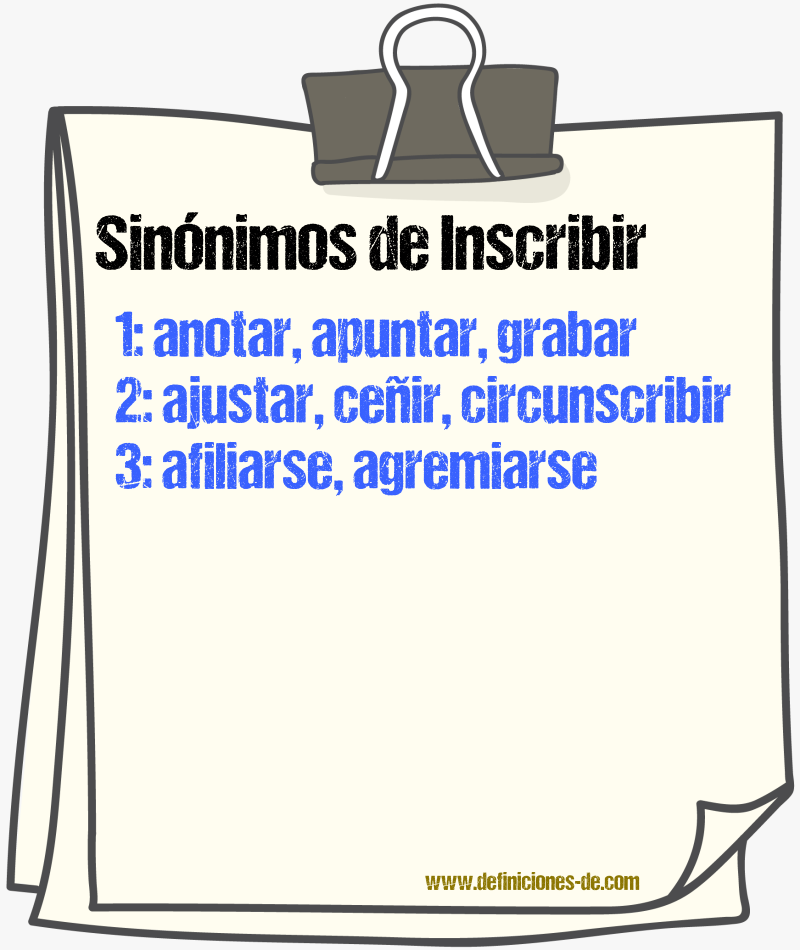 Sinnimos de inscribir