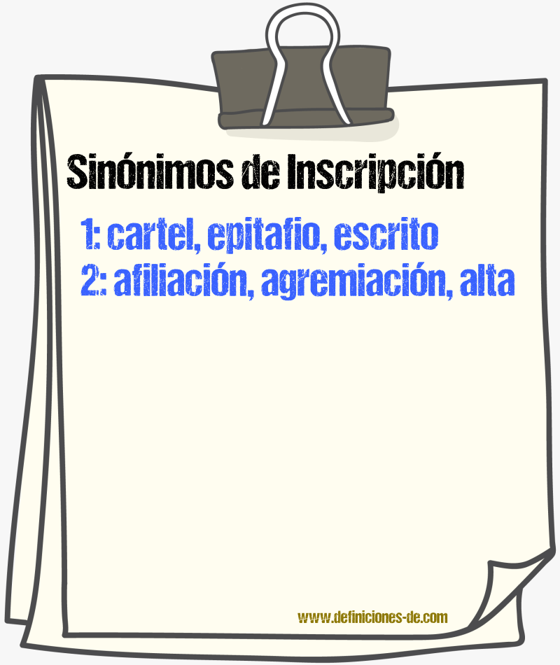 Sinnimos de inscripcin