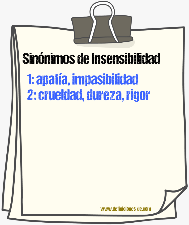 Sinnimos de insensibilidad