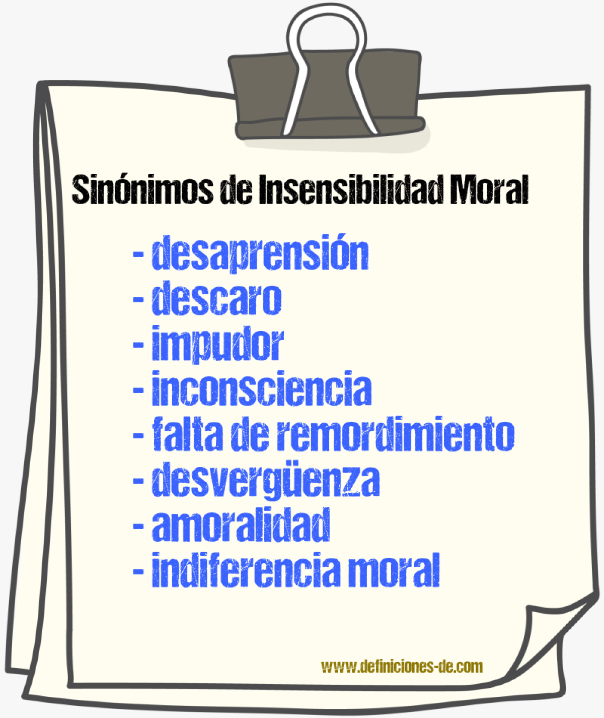 Sinónimos de insensibilidad moral
