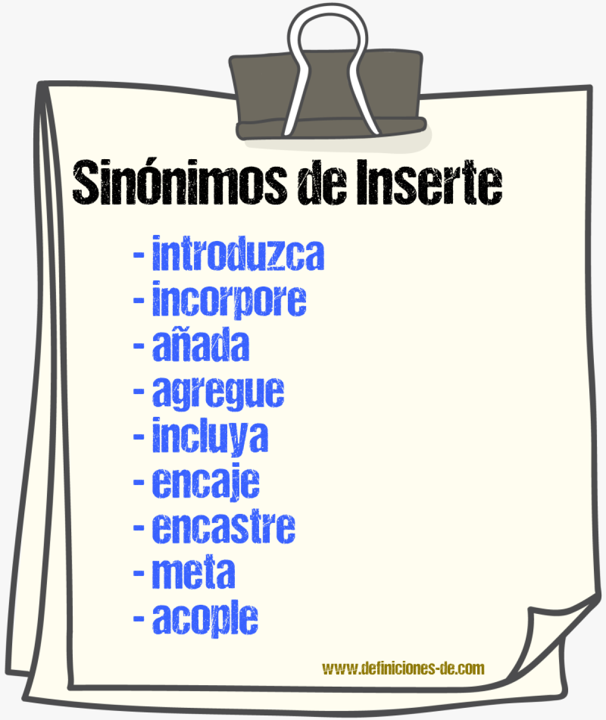 Sinónimos de inserte