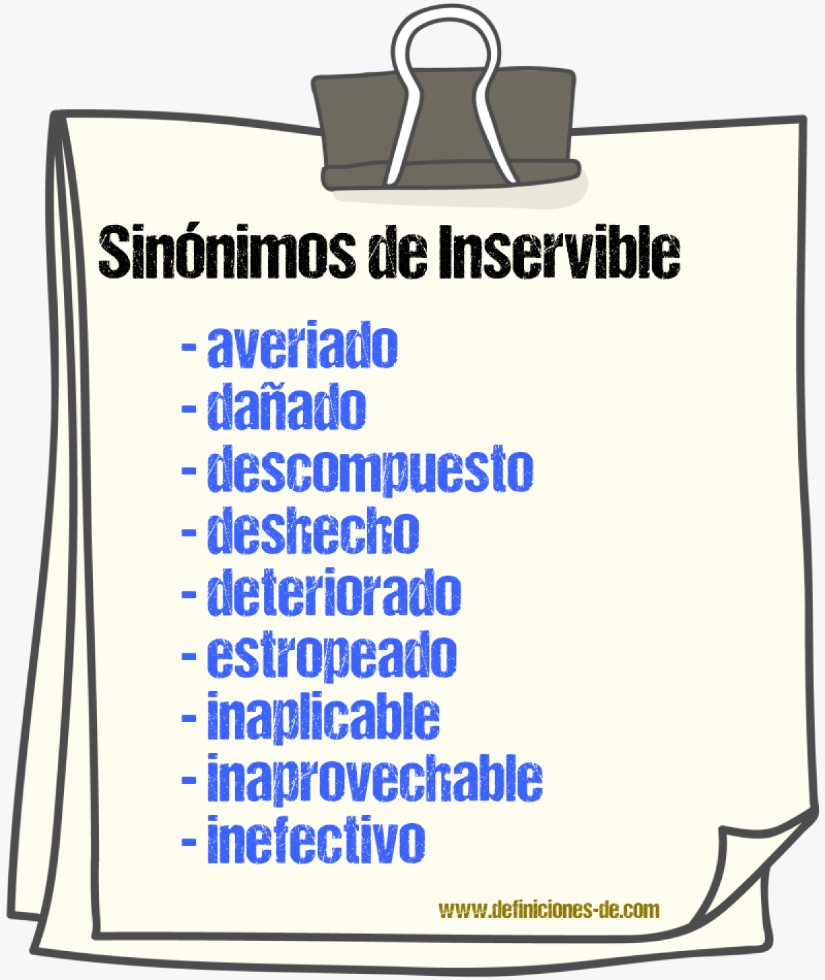 Sinnimos de inservible