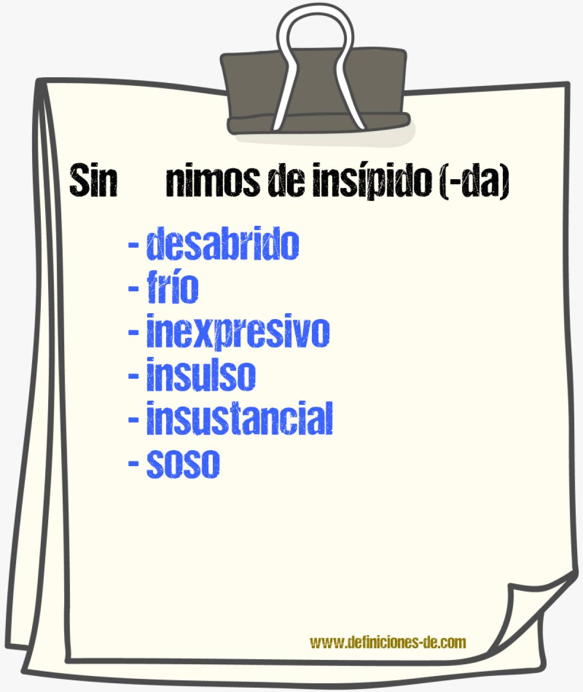 Sinnimos de inspido