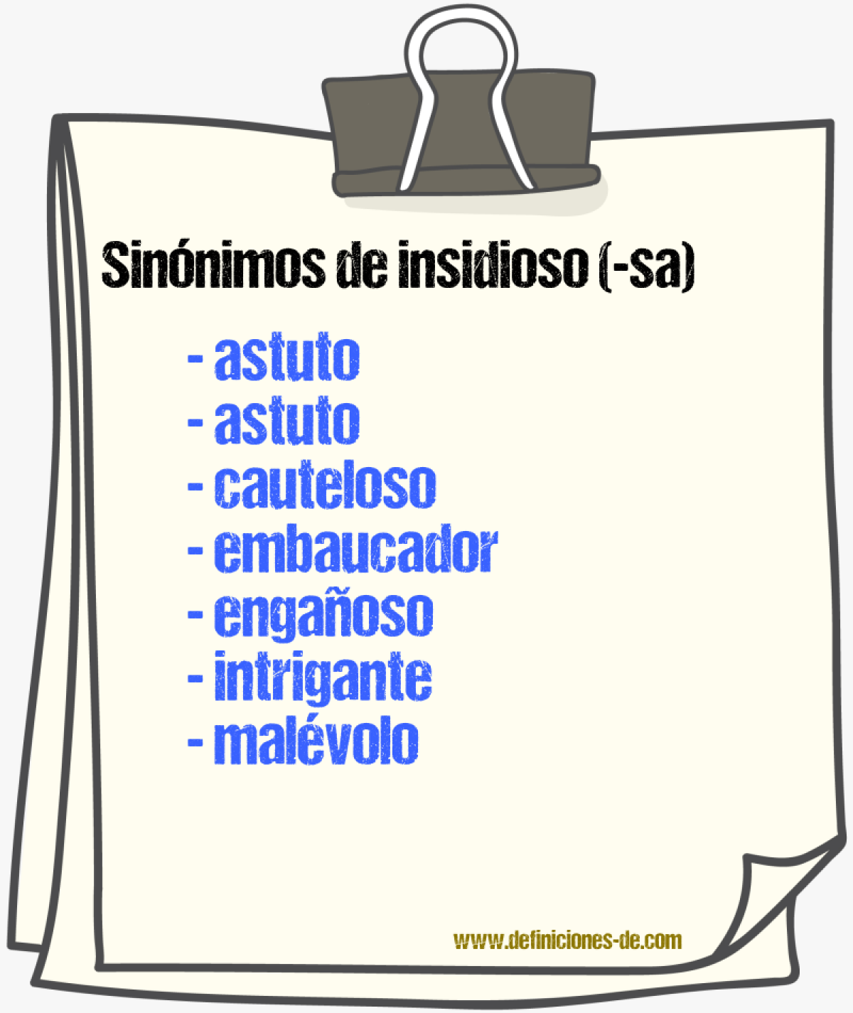 Sinnimos de insidioso