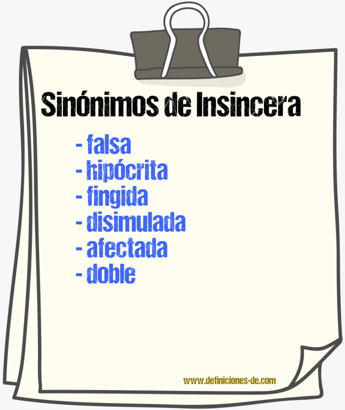 Sinónimos de insincera
