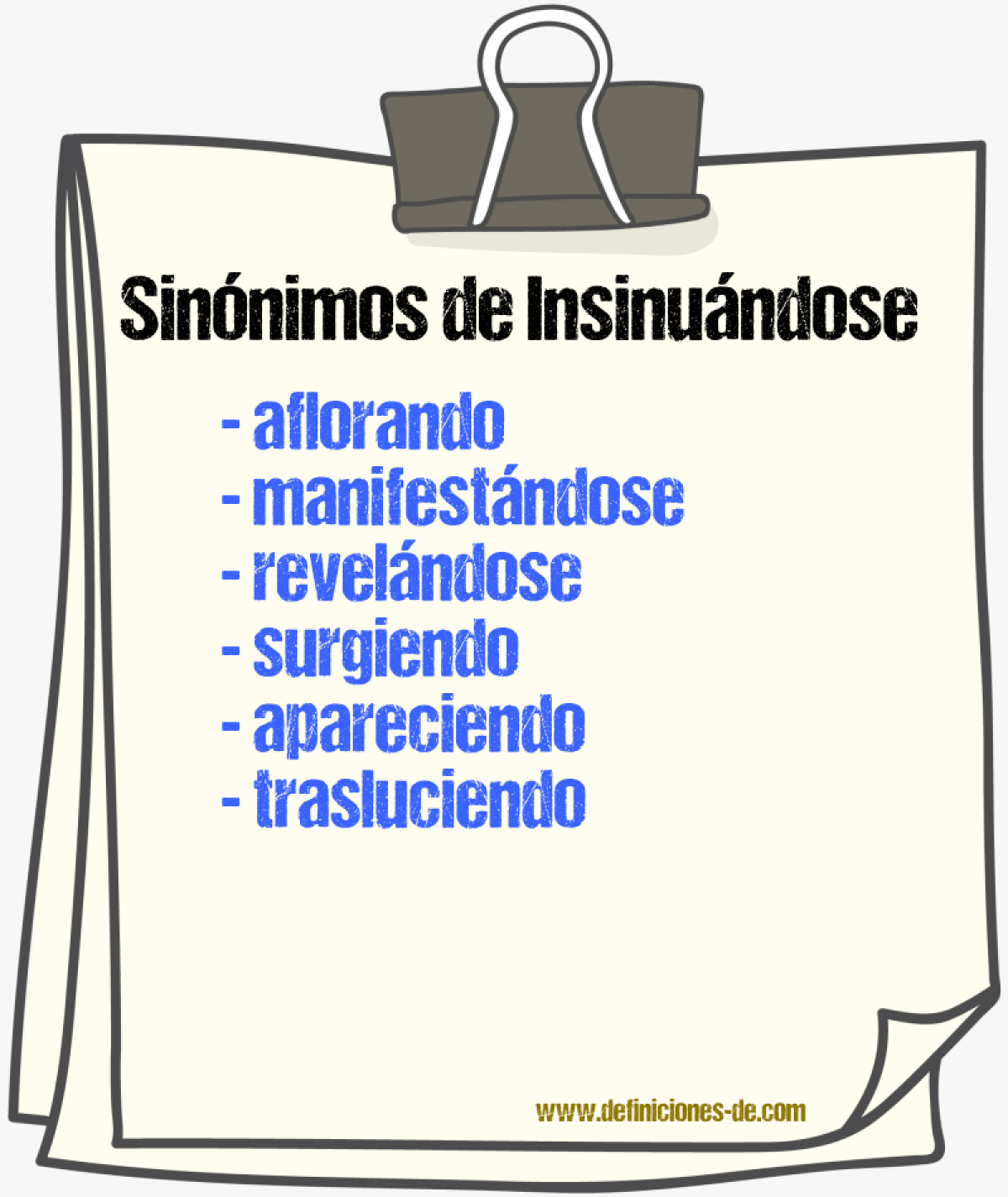 Sinónimos de insinuándose