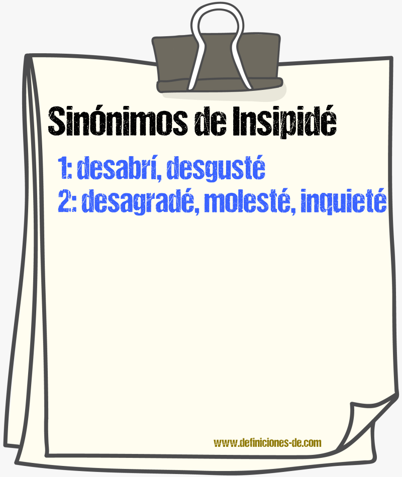 Sinónimos de insipidé