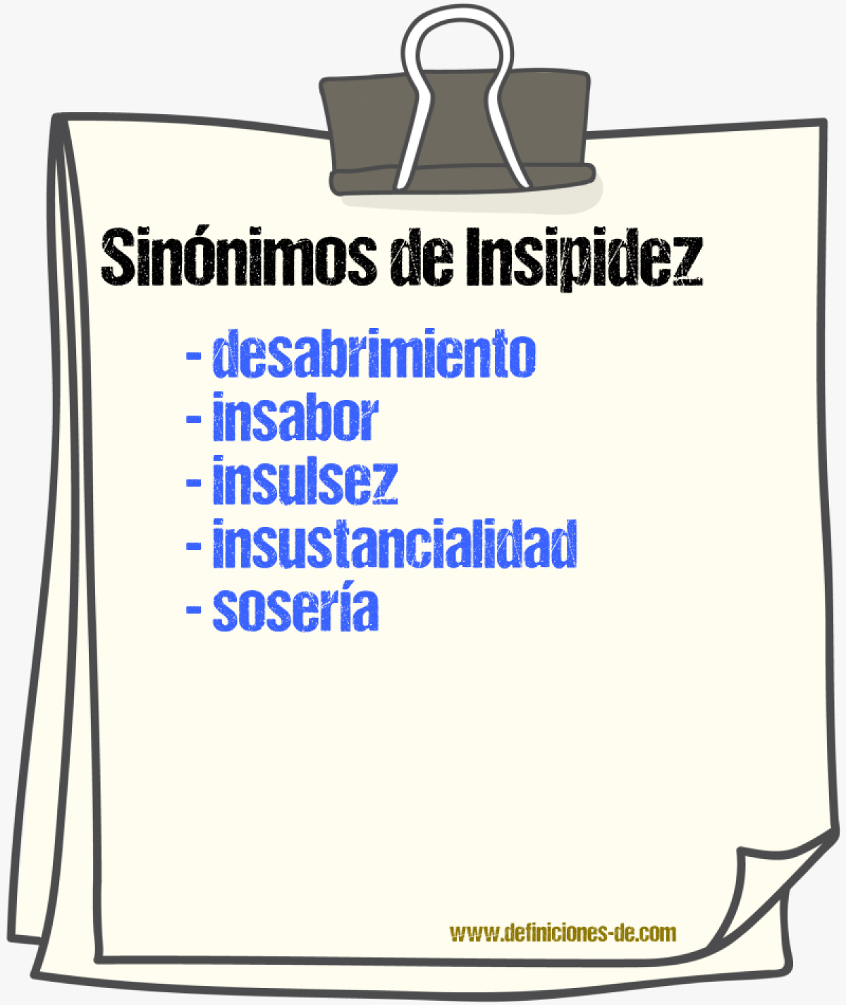 Sinnimos de insipidez