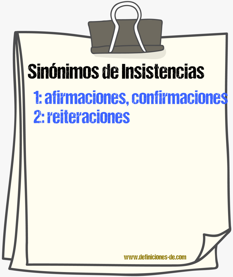 Sinónimos de insistencias
