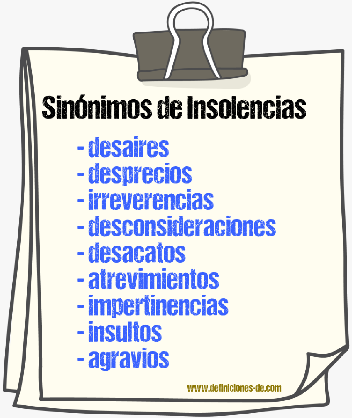Sinónimos de insolencias