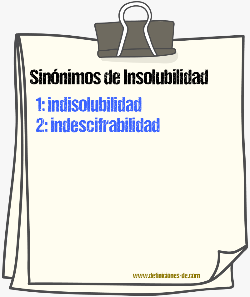 Sinnimos de insolubilidad