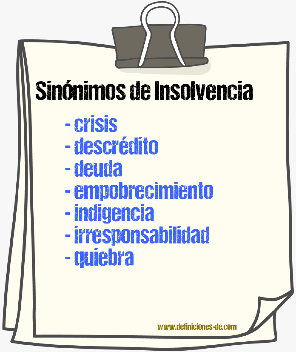 Sinnimos de insolvencia