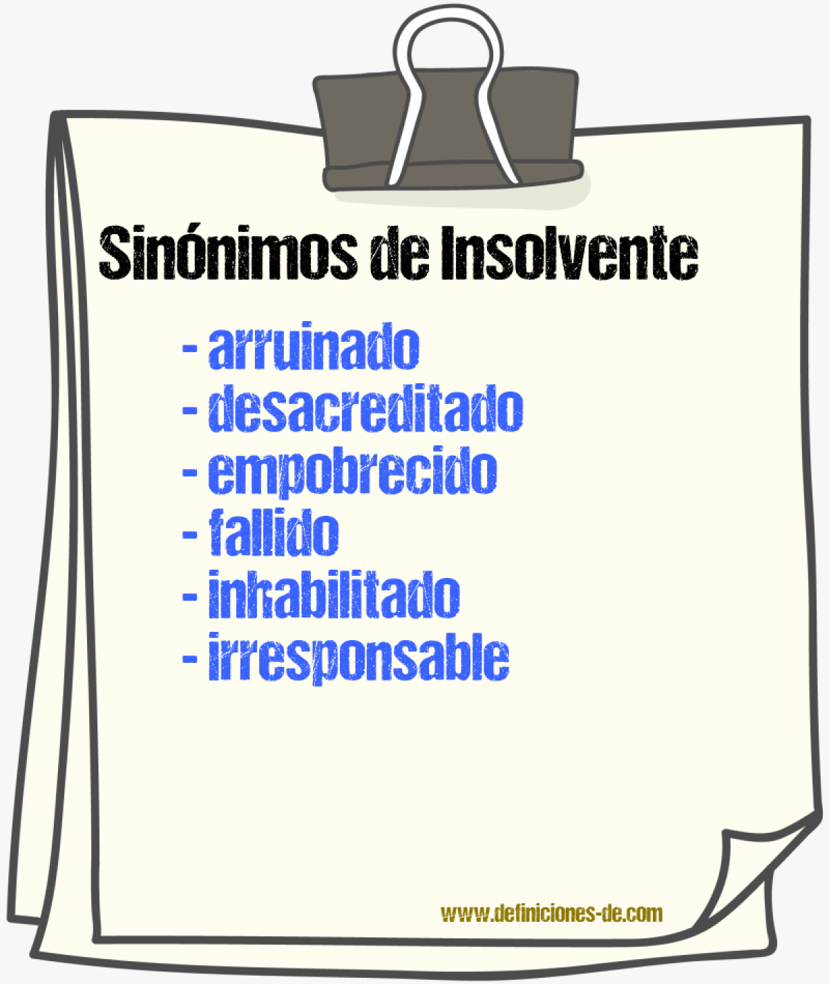 Sinnimos de insolvente