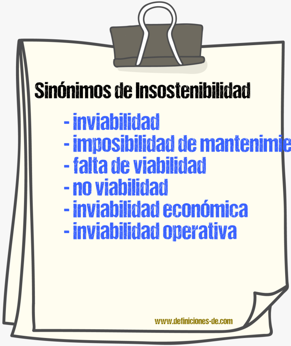 Sinónimos de insostenibilidad