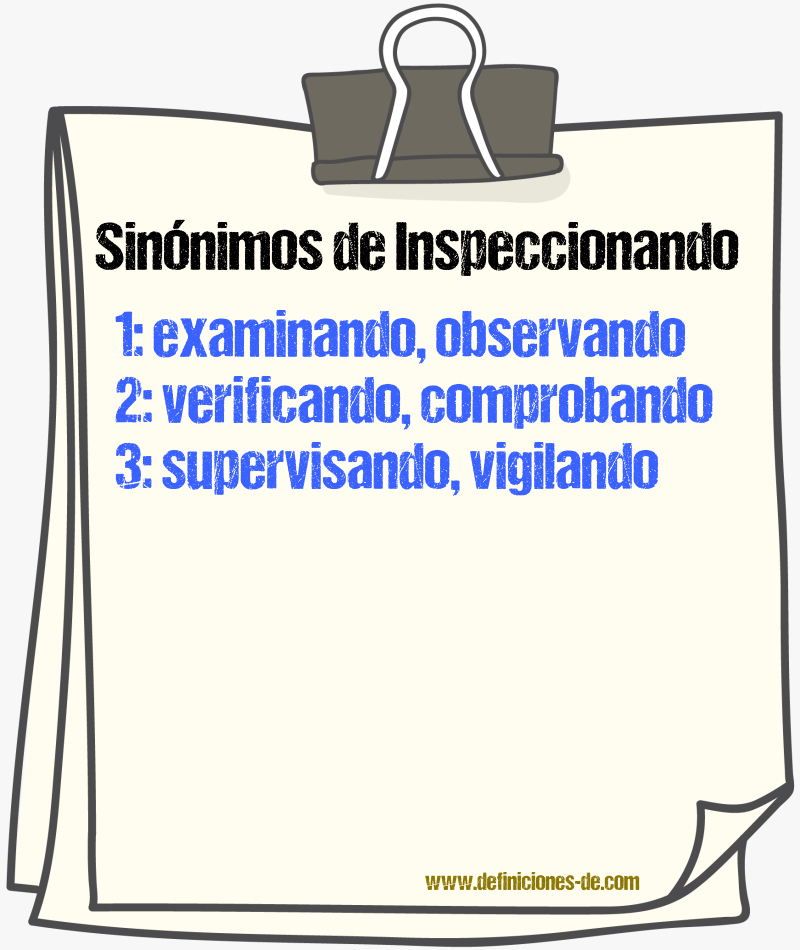 Sinónimos de inspeccionando
