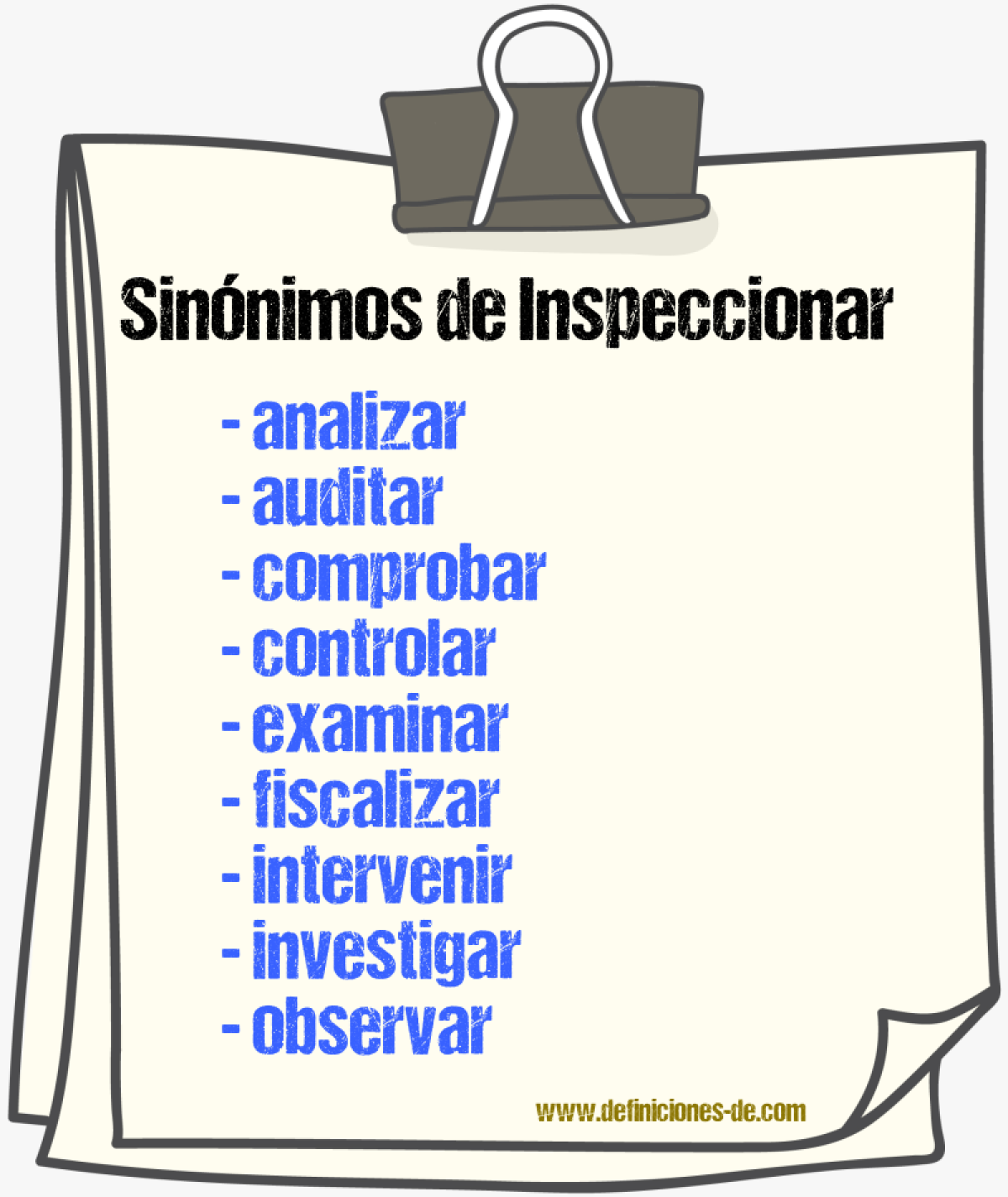 Sinónimos de inspeccionar