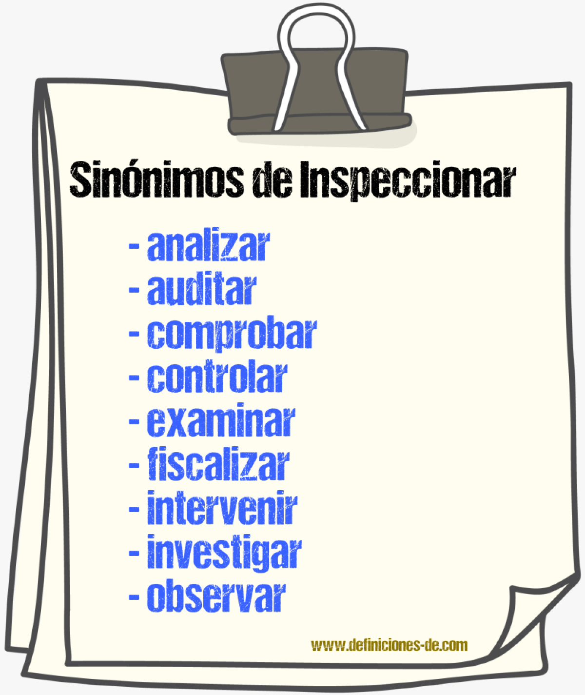 Sinnimos de inspeccionar