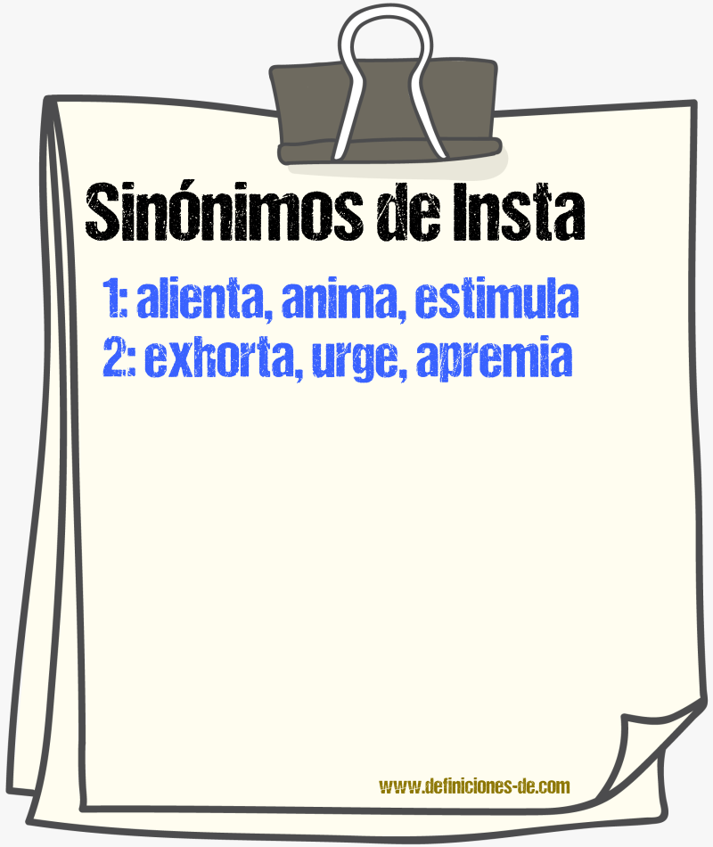 Sinónimos de insta