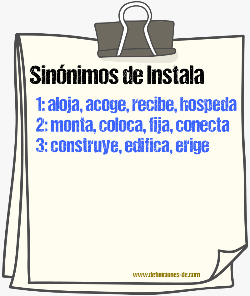 Sinónimos de instala