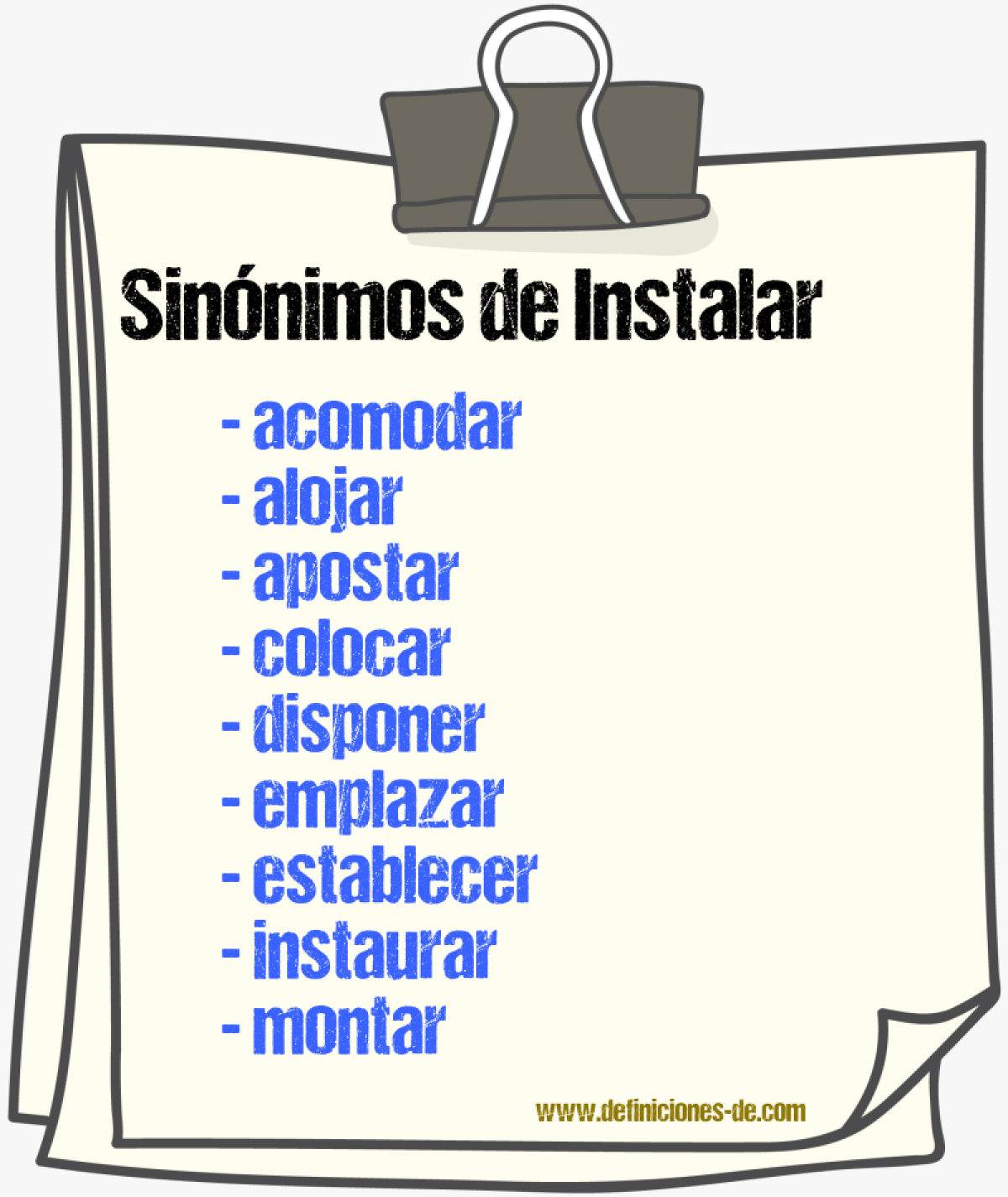 Sinnimos de instalar