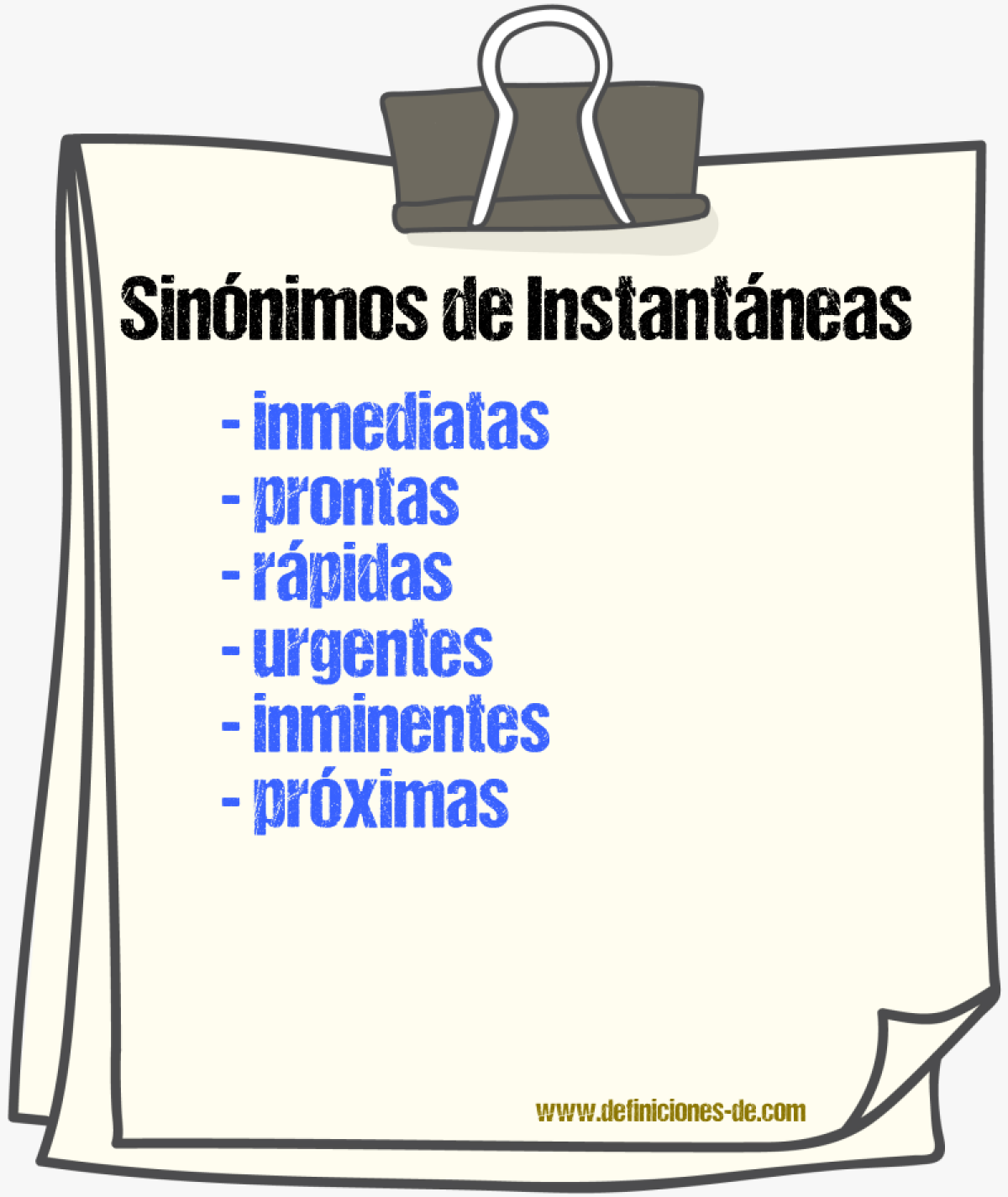 Sinónimos de instantáneas