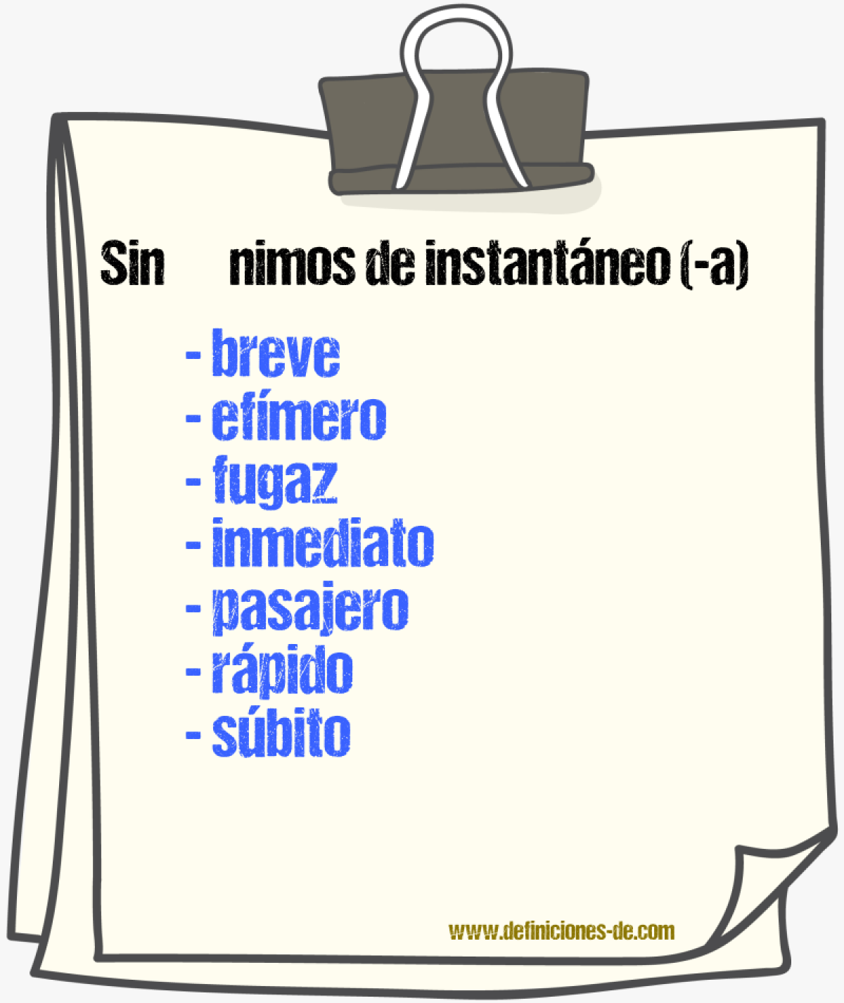 Sinnimos de instantneo