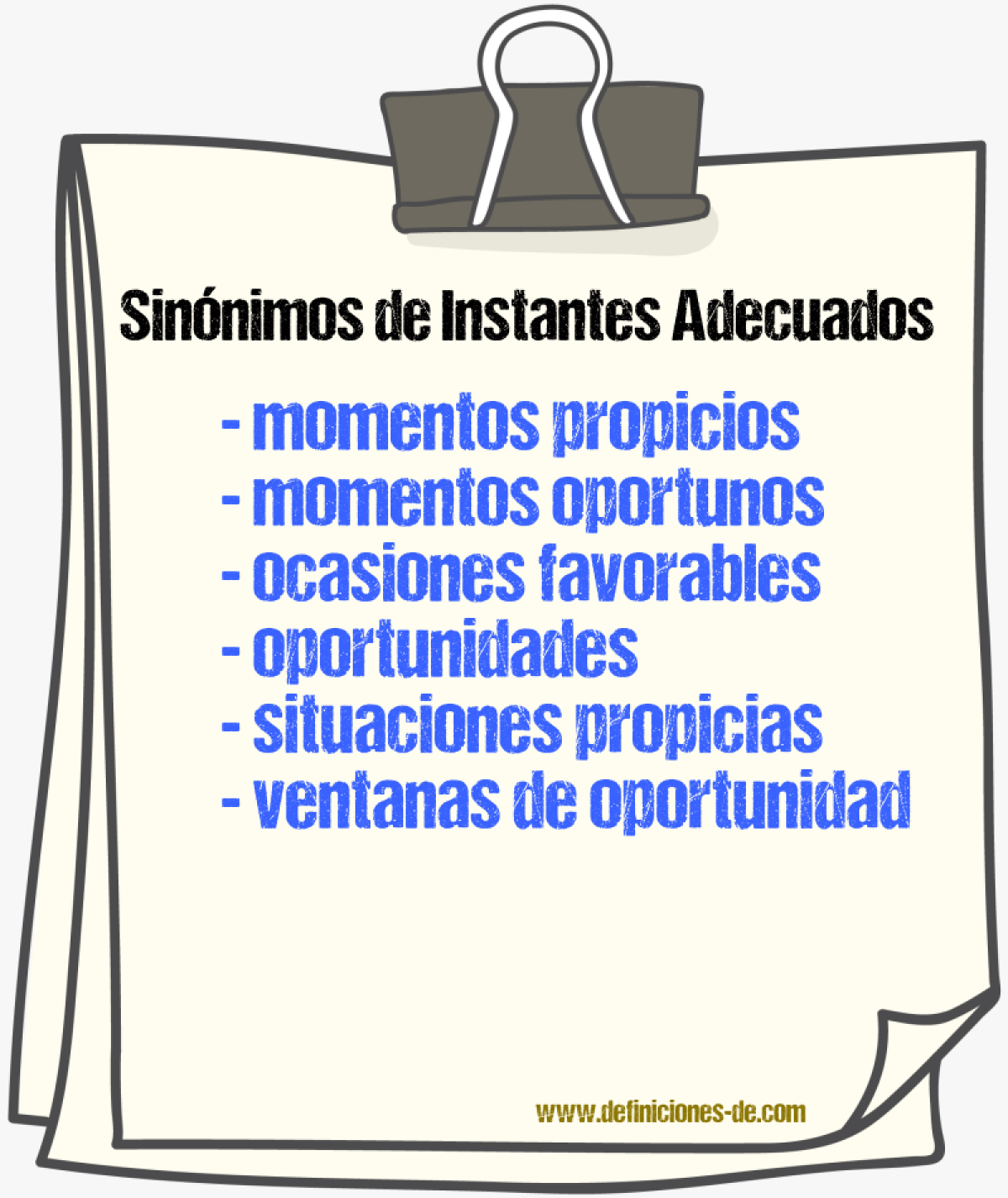 Sinónimos de instantes adecuados