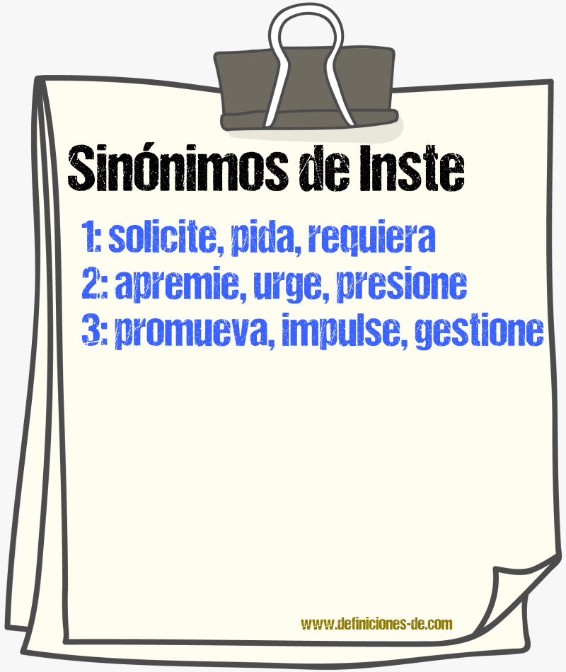 Sinónimos de inste