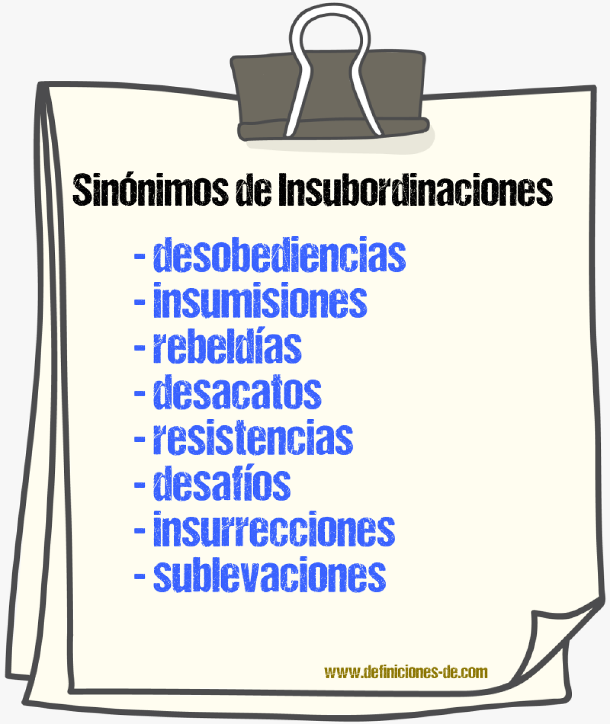 Sinónimos de insubordinaciones