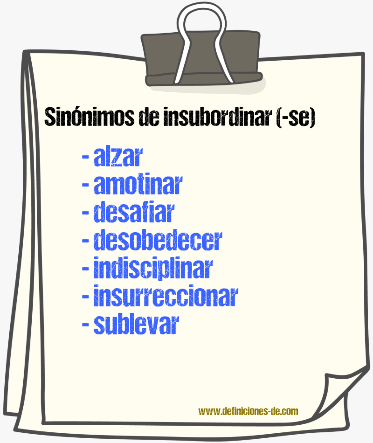 Sinnimos de insubordinar