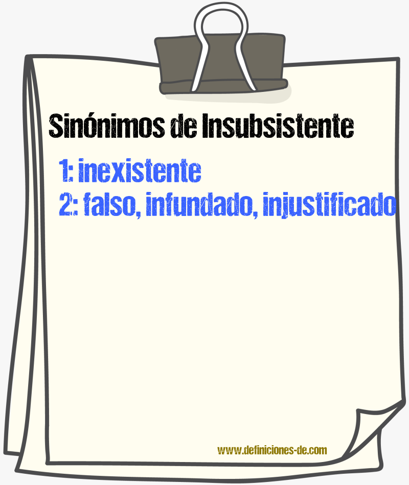 Sinnimos de insubsistente