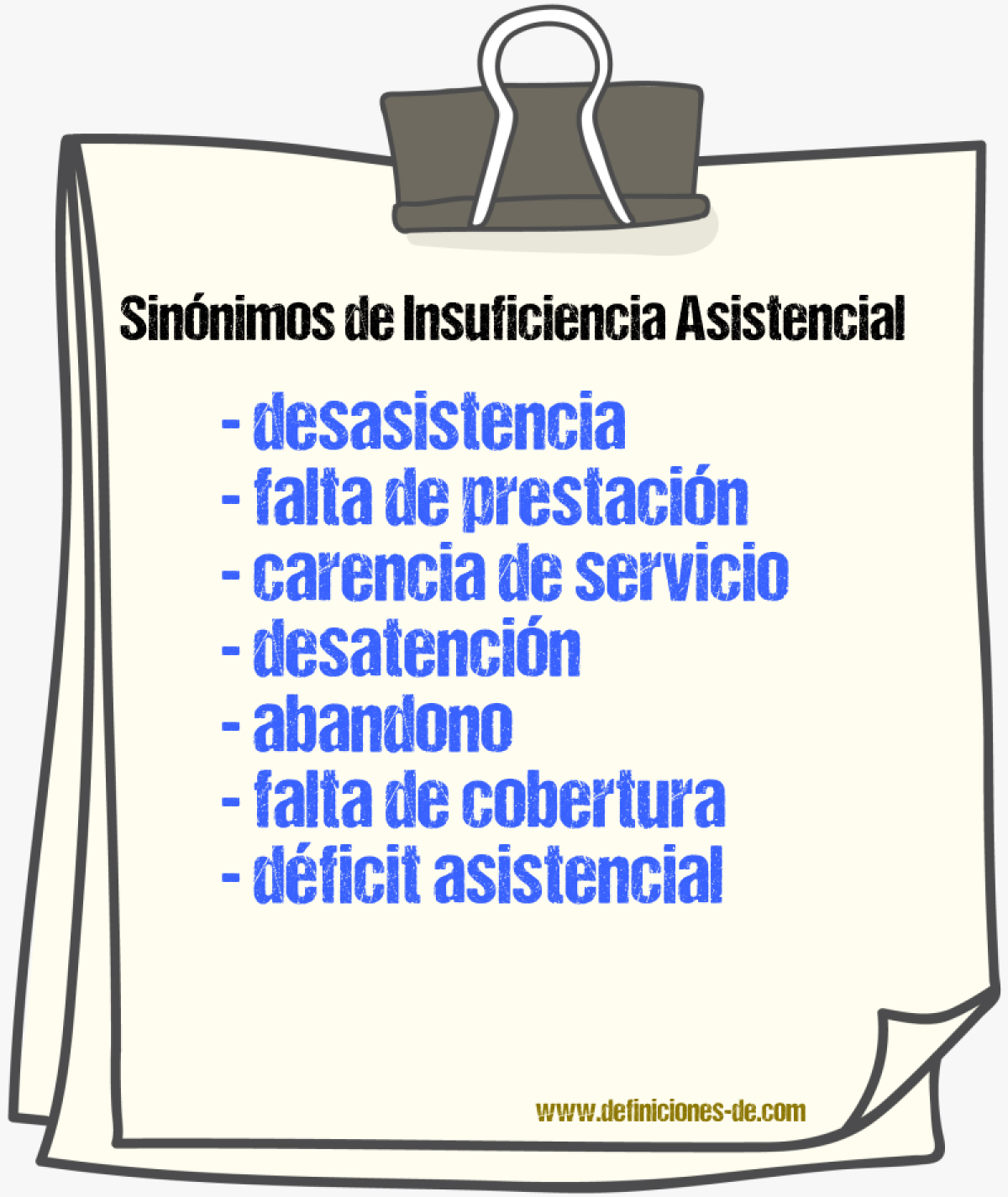 Sinónimos de insuficiencia asistencial