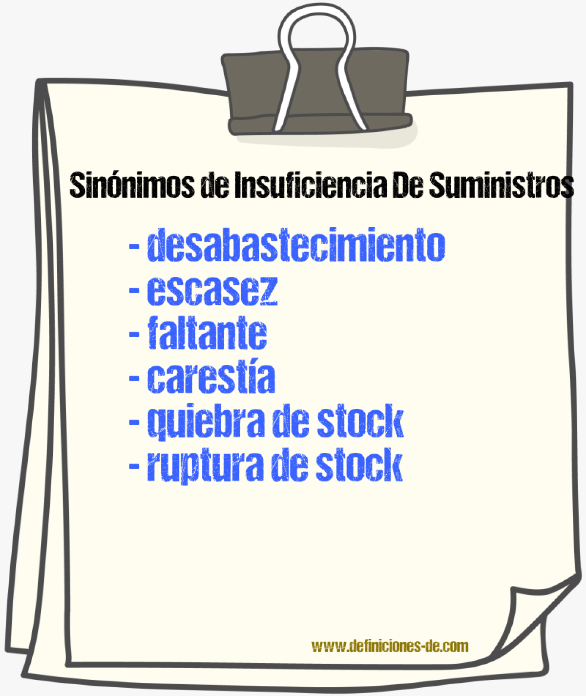 Sinónimos de insuficiencia de suministros