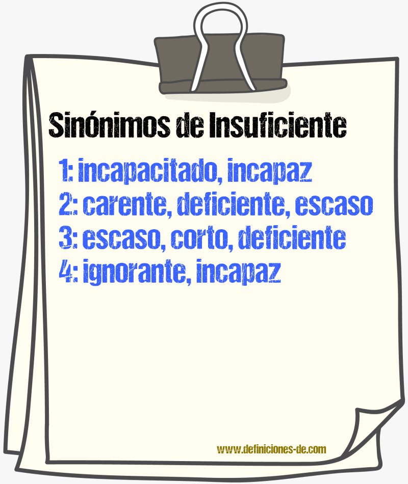 Sinnimos de insuficiente