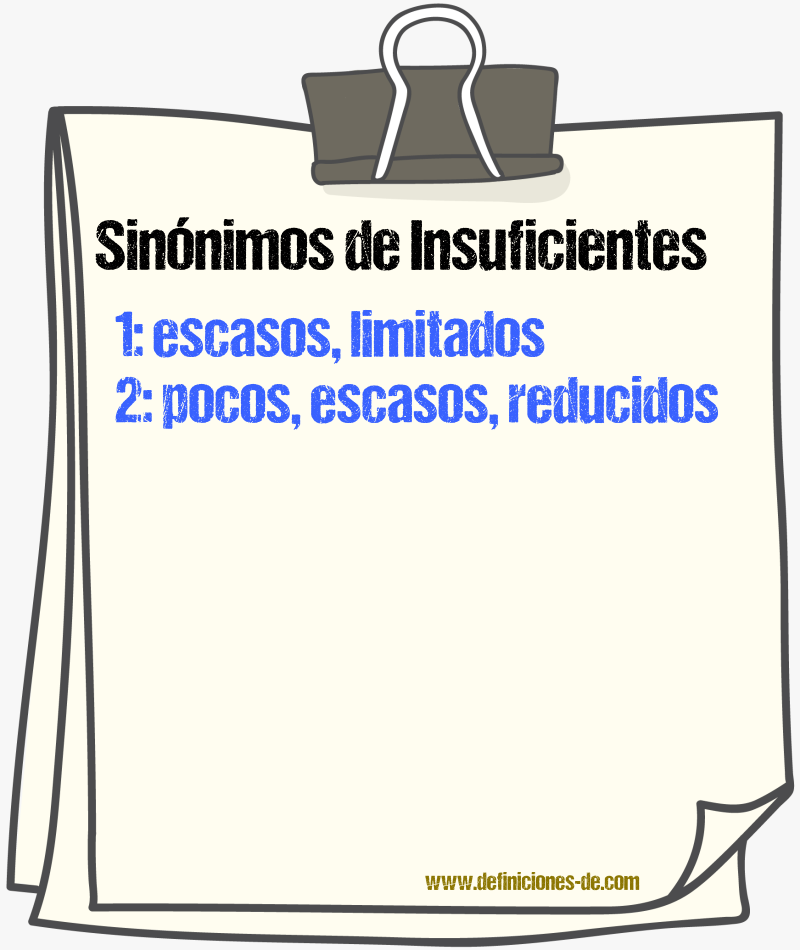 Sinónimos de insuficientes