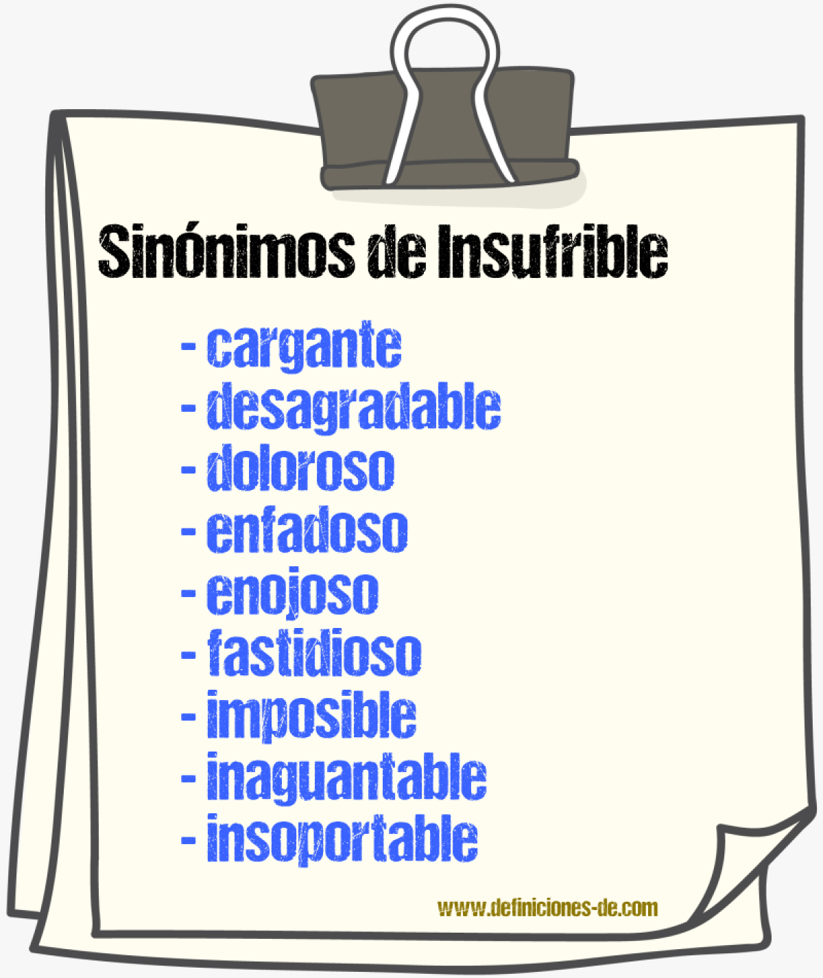 Sinnimos de insufrible