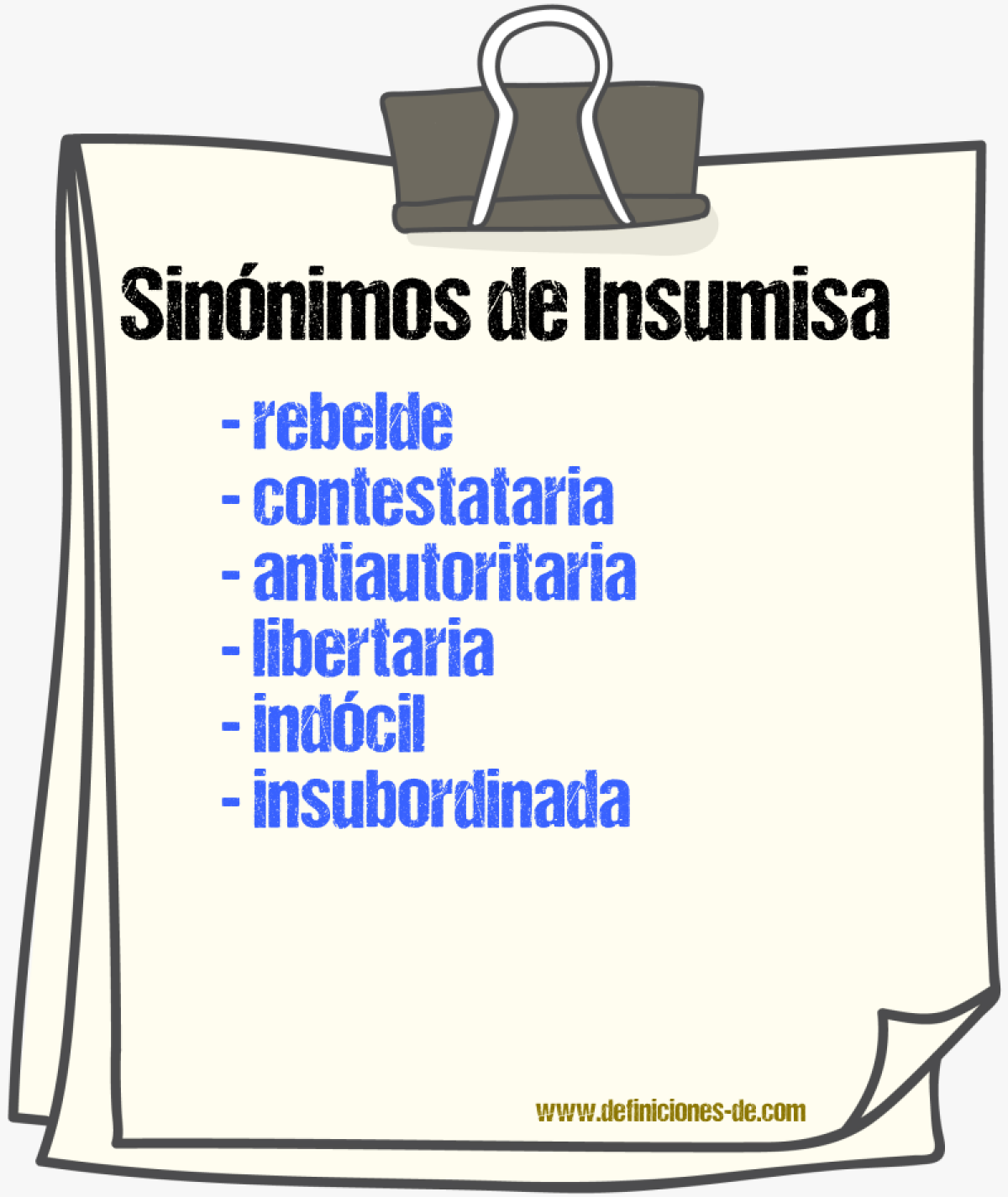 Sinónimos de insumisa